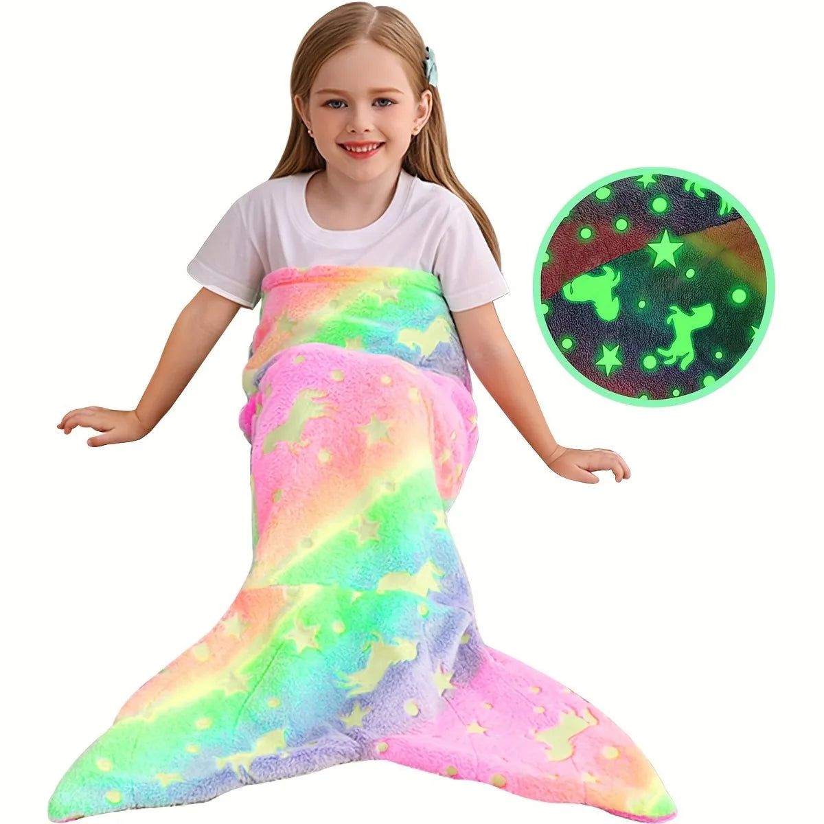 Cartoon Rainbow Unicorn Mermaid Tail