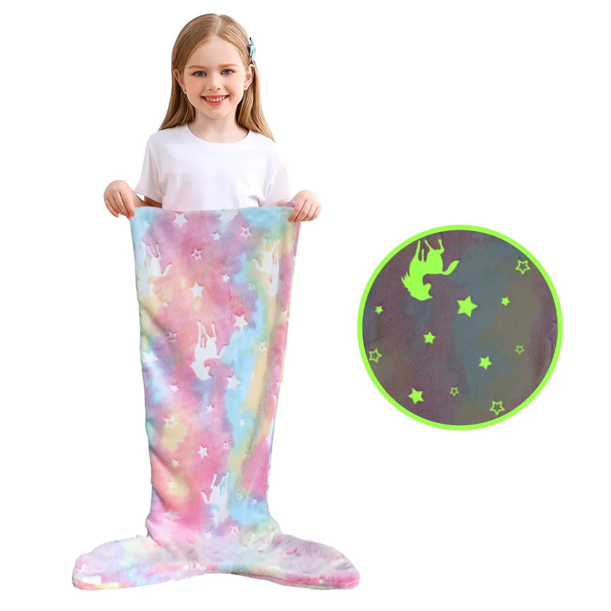 Cartoon Rainbow Unicorn Mermaid Tail