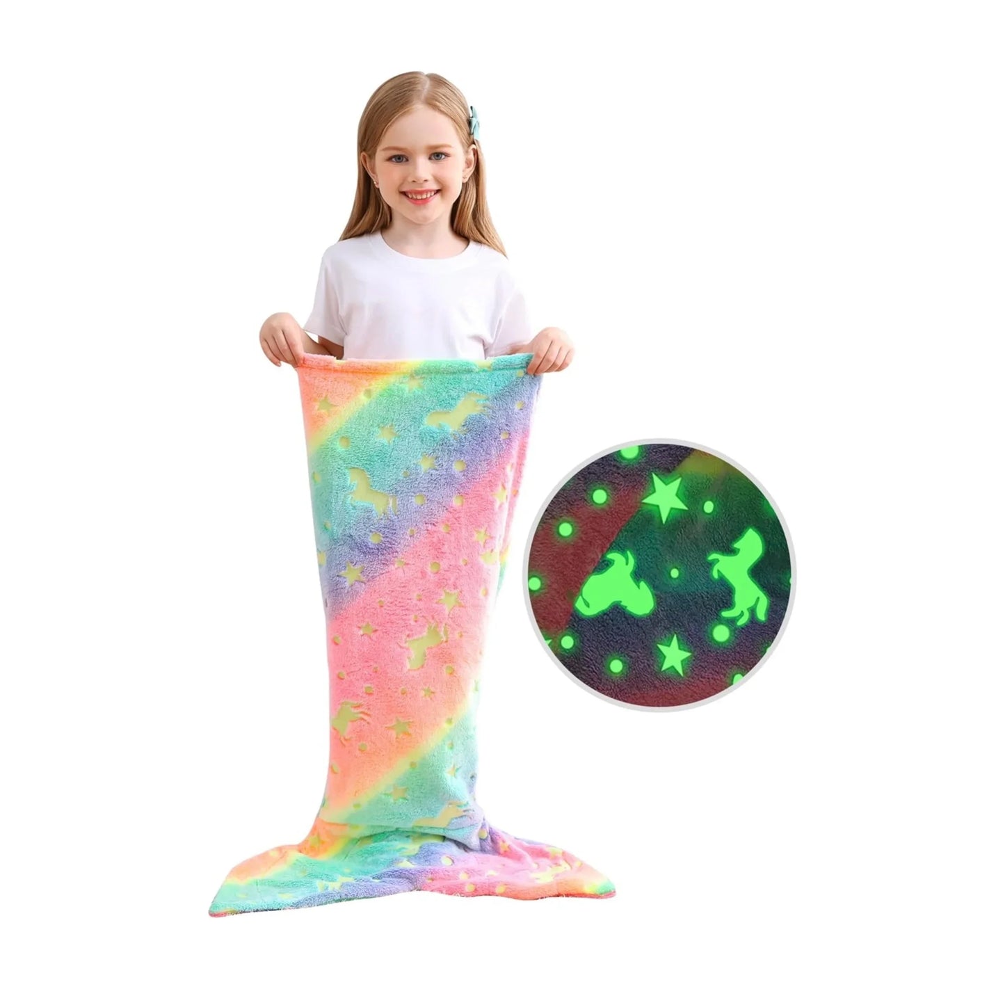 Cartoon Rainbow Unicorn Mermaid Tail