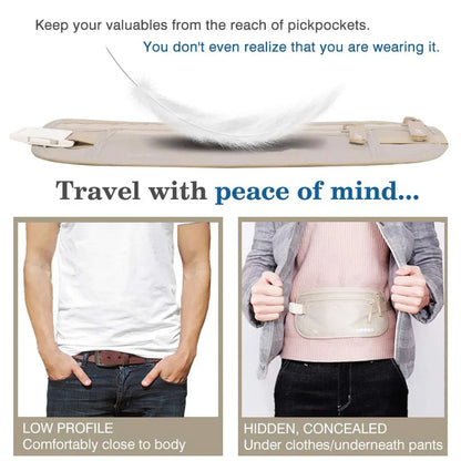 Invisible Travel Waist Packs Pouch for Passport Money Belt Bag